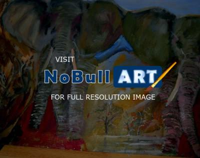 African Elephants - Framed - Acrylic